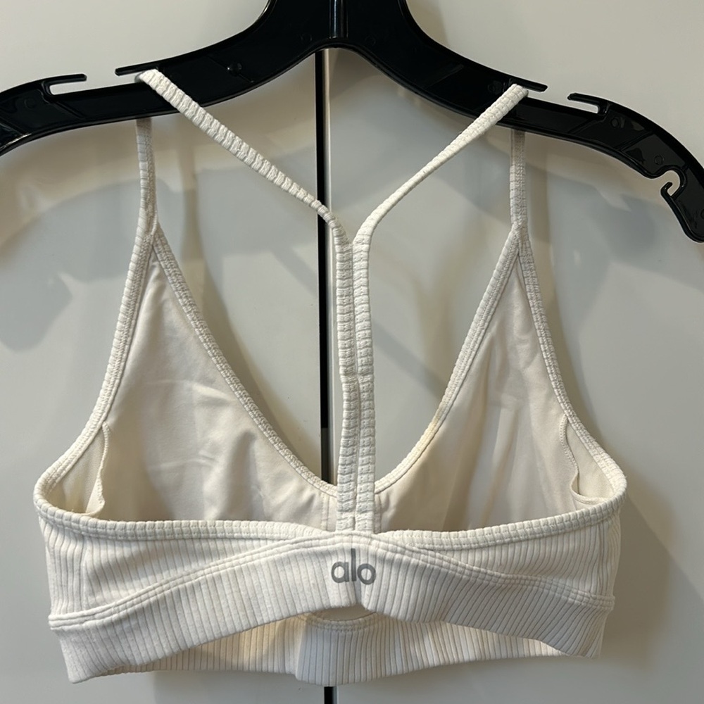 ALO Ribbed Blissful Bra White Small